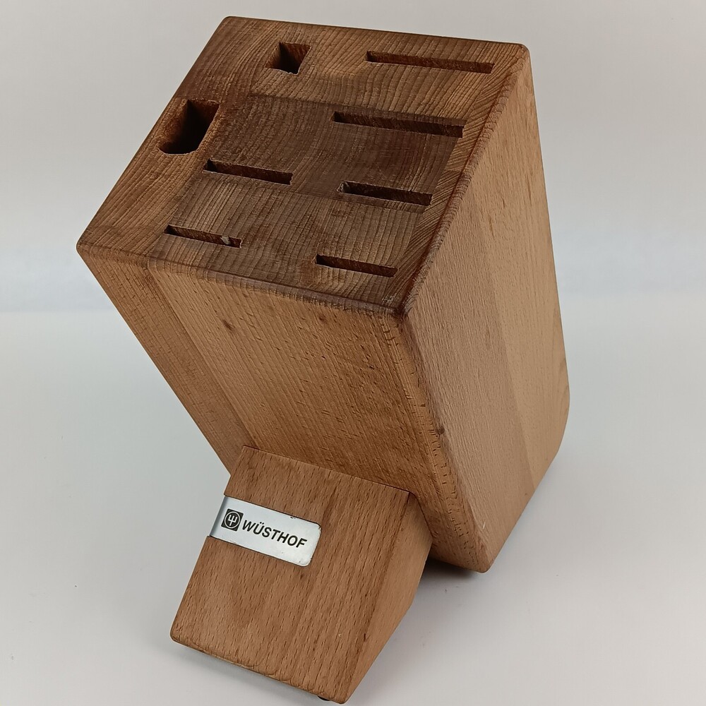 Vintage Wusthof Brown Free Standing Wooden Knife Storage Block - 8 Slots